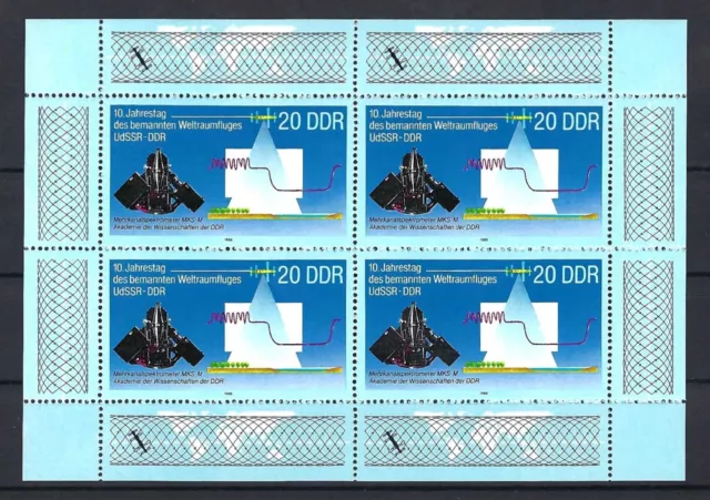 DDR Kleinbogen postfrisch** Gemeinsamer Weltraumflug UdSSR-DDR MiNr. 3191