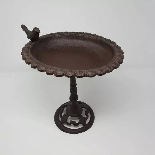 Cast Iron 29cm Tall Bird Bath Feeder for Small Birds Rustic Aged Style Ornate 2