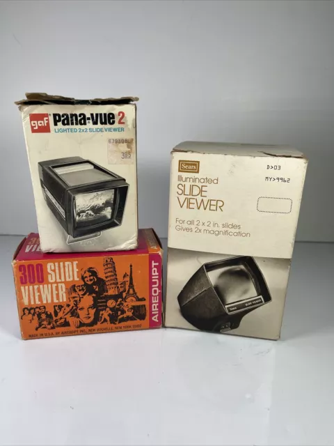 Vintage Slide Viewer Lot Of 3 UNTESTED Airequipt Pana-Vue2 Sears 9962