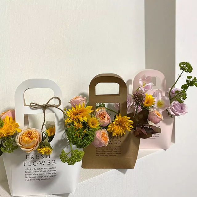 Scatole di carta fiori con sacchetti di carta Kraft bouquet fiorista confezione regalo H7
