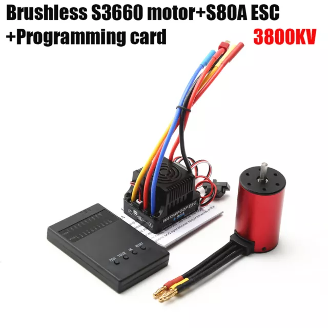 3660 3800KV Bürstenloser Motor 80A ESC Combo Wasserdicht für 1/8 1/10 RC Auto