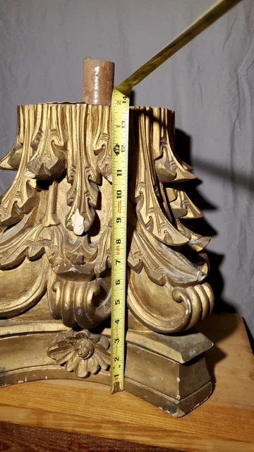 Antique Decorative Architectural Salvage Carved Oak Column Capital 10