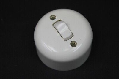 1 X Old Switch Exposed Toggle Switch Round Ø Vintage White 2