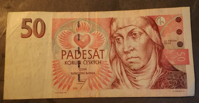 Czech Republic 50 Korun Bank Note 1997 Very Crisp But Used