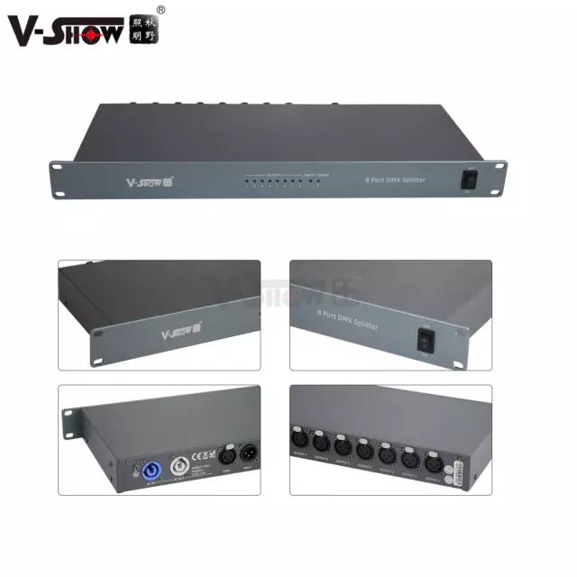 V-Show 8port Splitter DMX512 Signal Amplifier DMX Distributor for Stage Light