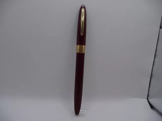 Sheaffer Vintage White Dot Burgundy Snorkel Pen--14k Autograph Band-fine point