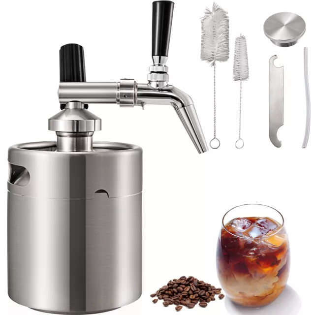 Dispensador de Café 2 L Cafetera Nitro Frío Cold Brew Coffee Barril Café Casero