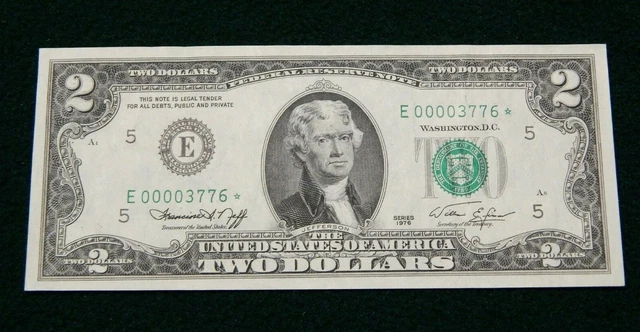 FR. 1935-E* 1976 $2 *STAR* FRN RICHMOND ***FANCY 4 DIGIT SERIAL #***(Lot #62)