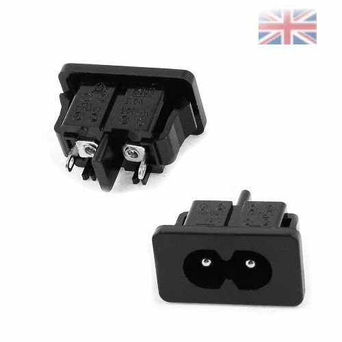 Lot De 2 Adaptateurs Secteur C8 Pour Montage Sur Panneau, Fiche AC 250V 2.5A, Module Entrée IEC