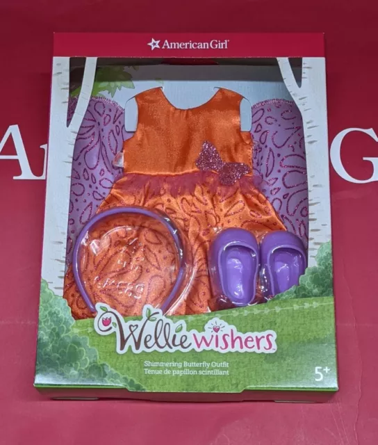 NIB American Girl Doll Wellie Wishers Shimmering Butterfly Outfit - Dress Shoes