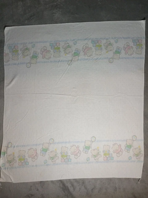 Vintage Baby Crib Sheet springmaid USA made 15582 used teddy bears baloons blue