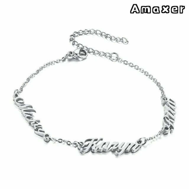 Amaxer Custom Double Triple Name Bracelet Women Personalized Friendship Jewelry