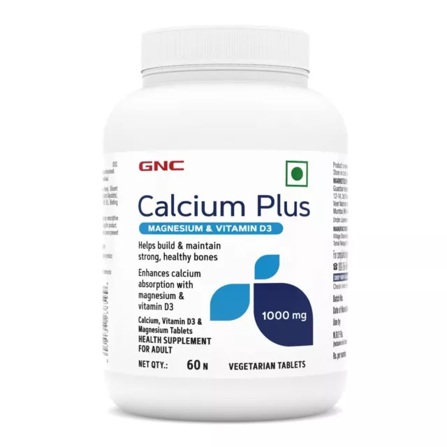 GNC Calcium Plus 1000 mg with Magnesium & Vitamin D3 For Bone Strength 60 Tabs