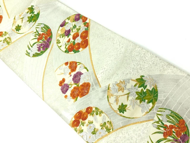 6395506: Japanese Kimono / Vintage Fukuro Obi / Woven Ume Blossom & Kiku