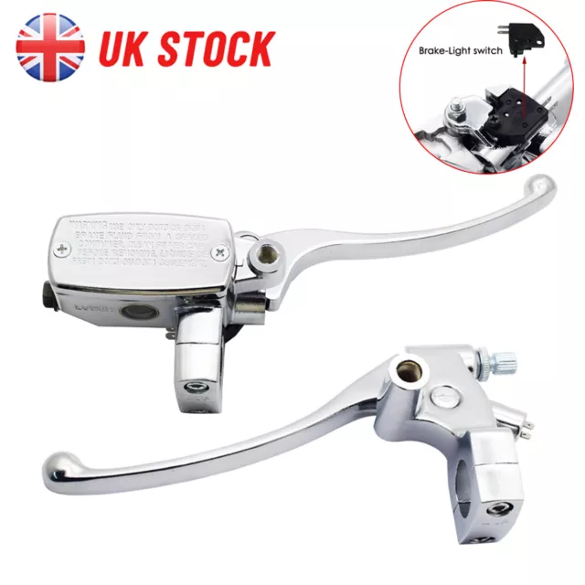 1" 25mm Universal Motorcycle Brake Clutch Master Cylinder Reservoir Levers UK