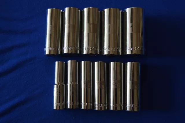 Craftsman 11 PC 1/2" Drive 6 PT Deep SAE 1/2" - 1-1/8" Laser Etched Socket 472