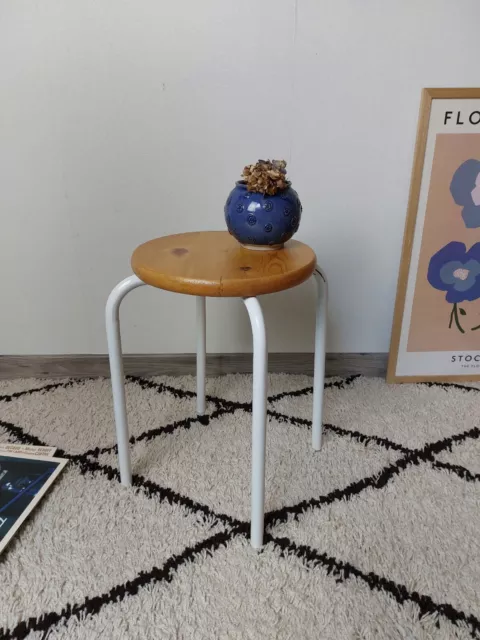 TABOURET D'ATELIER MÉTAL et BOIS-DESIGN 70 80 VINTAGE ANCIEN