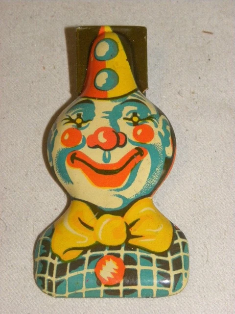 Rare Dînette Ancienne En Tôle Lithographiée – Décor Clowns Jouets – Allemagne 1948-55