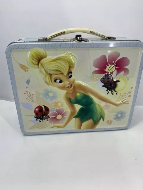 Disney Fairies Tinkerbell Tin Lunch Box Embossed Girls Treasure Box Storage