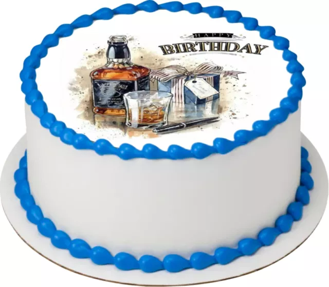 Whiskey Cake Topper Party Decoration Edible Birthday Gift Celebration Cupcake