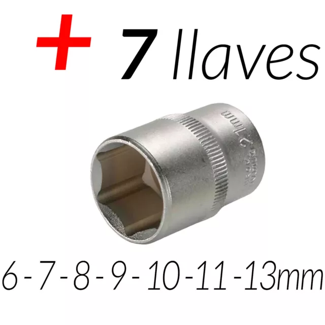 Llave Carraca De 1/4 Con 7 Llaves 6 7 8 9 10 11 Y 13 Mm Hexagonales De Vaso Diy 3