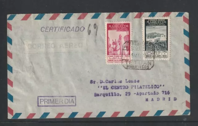 Spanish Morocco, 1949, Fine Registered Cover To Spain, See!!