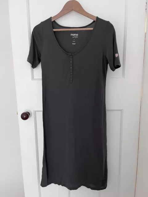 Mama By MORI Maternity & Nursing Nightdress Size S UK 8-10 Grey Soft