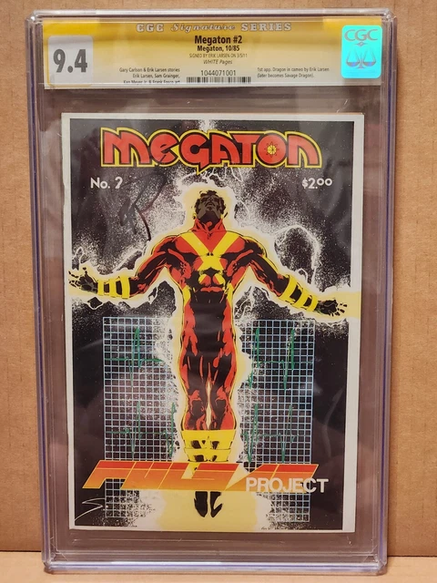 1985 Megaton #2 Cgc 9.4 Ss Signed Erik Larsen 1St Cameo App Savage Dragon