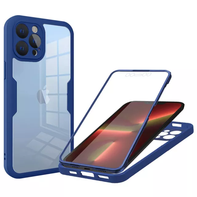 360° Full Body 2 in 1 Clear Case + Screen Protector Soft Bumper Cover For iPhone