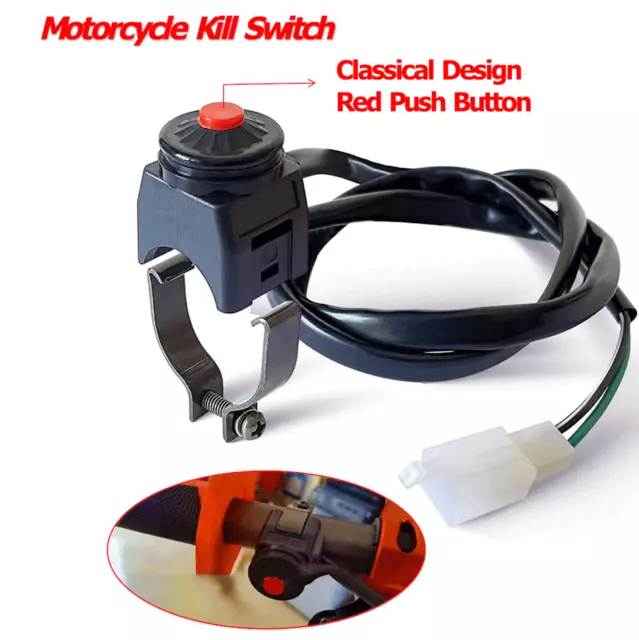 Motorcycle KILL SWITCH Red Push Button Horn Starter Dirt Bike ATV Dual Sport