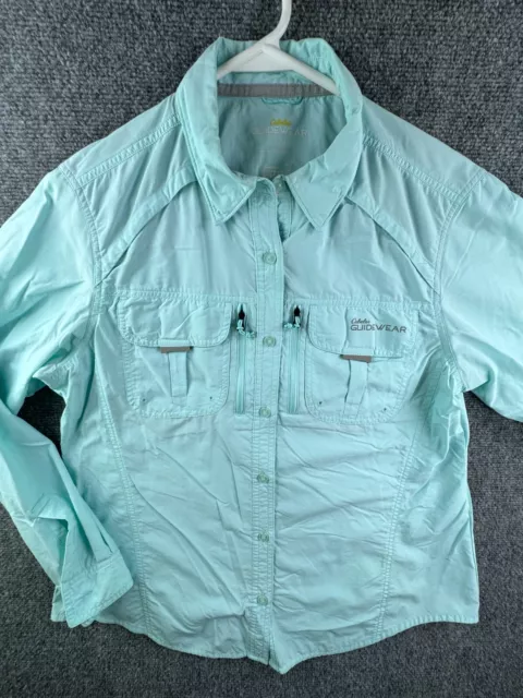 CABELAS GUIDEWEAR FISHING Shirt Womens 2XL Coral Button Up Long Sleeve  $14.99 - PicClick