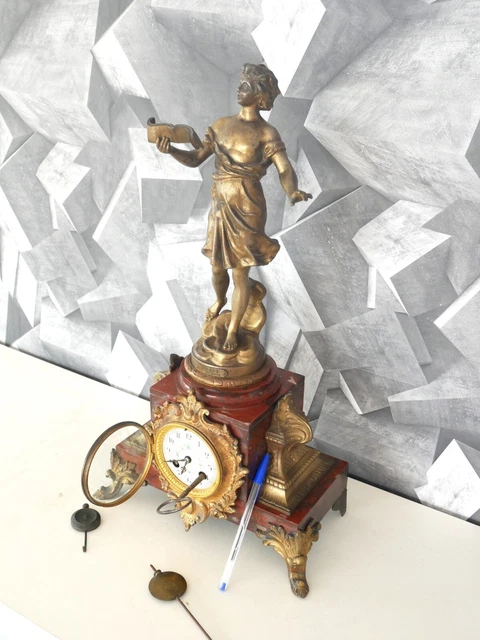 Horloge Statue Bruchon Sur Socle Marbre – Fonctionnement Correct