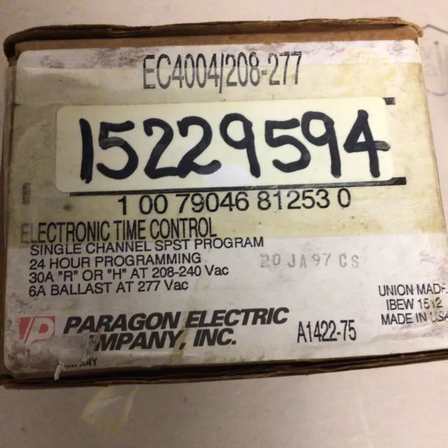 Paragon Electric Company Electronic Time Control EC4004/208-277