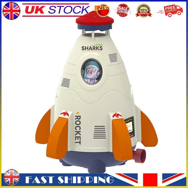 Space Rocket Sprinklers Rotating Water Powered Launcher Summer Fun Toys (White)