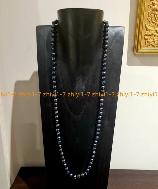 New Genuine 8-9mm Cultured Tahitian Black Pearl Necklace 18-36 ". 14k Gold Clasp