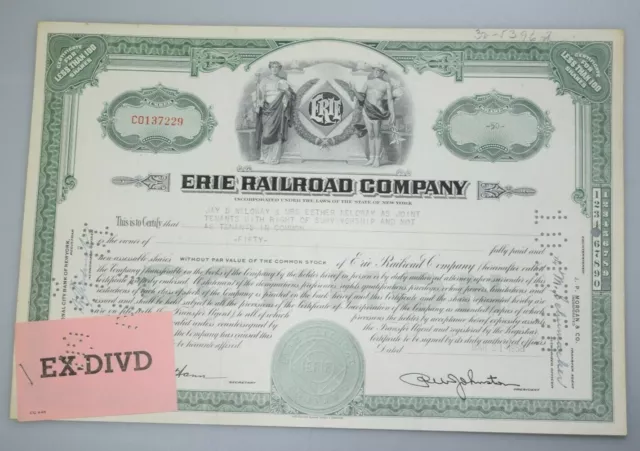 Historisches Wertpapier Aktie Erie Railroad Company 1958 50 Shares 011