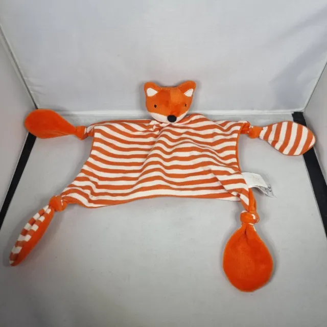 Jojo Maman Bebe - Orange Fox - Soft Soother Blanket Blankie Comforter Toy Stripe