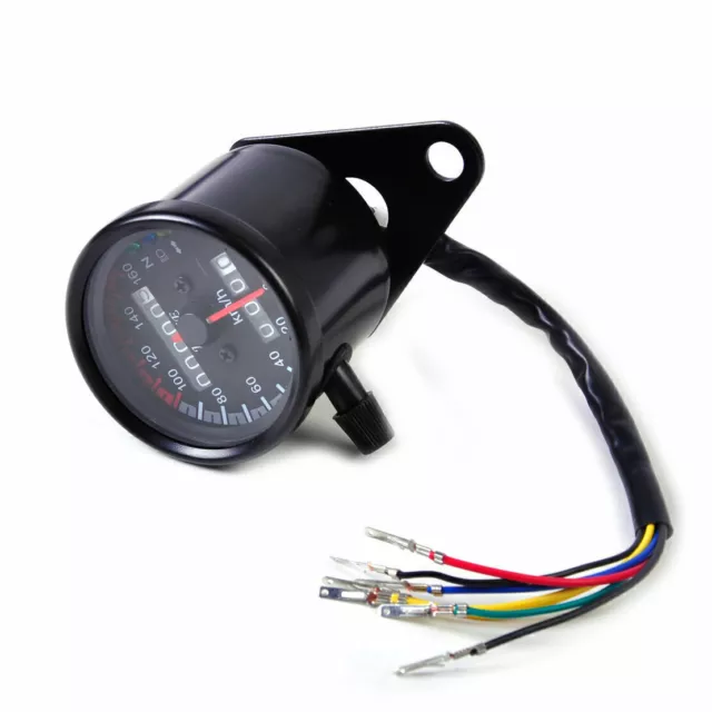 Motorcycle Dual Odometer Speedometer Gauge LED Backlight km/h 12V Black