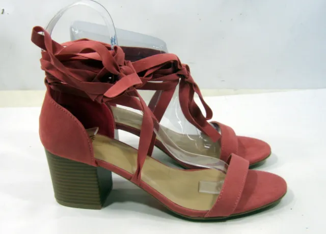 new pink 3"High block Heel Open Toe tie up leg Sexy Shoes US WOMEN Size 8