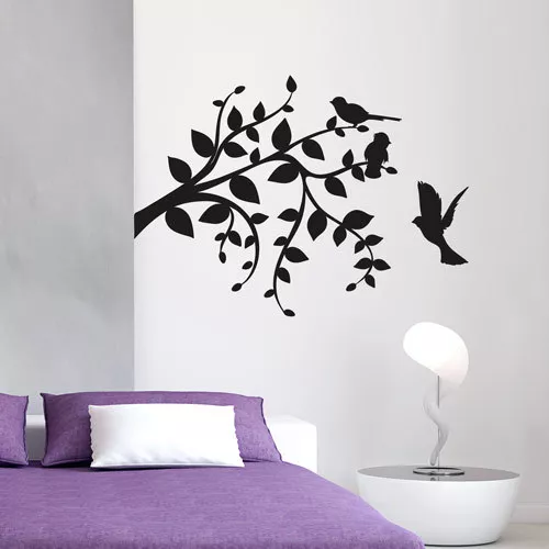 Wandtattoo Blätter Baum Ast Vogel Aufkleber Vögel Wall Art Wand Tattoo #2069