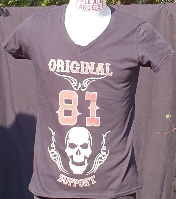 Hells Angels support 81 Ladies V-Neck Shirt Skull & Wings vers. produttore