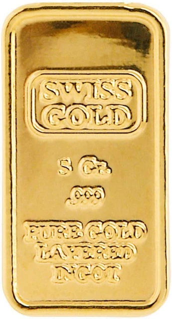 American Coin Treasures Tribute 5 Gram Gold-Layered Swiss Ingot Novelty Table Or
