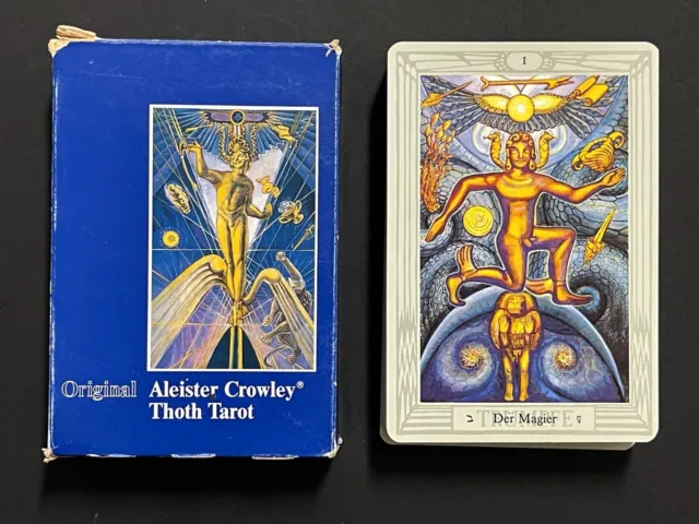 Large Vtg Aleister Crowley Thoth Tarot Cards Deck 3 Magi 1986 Swiss Blue Box