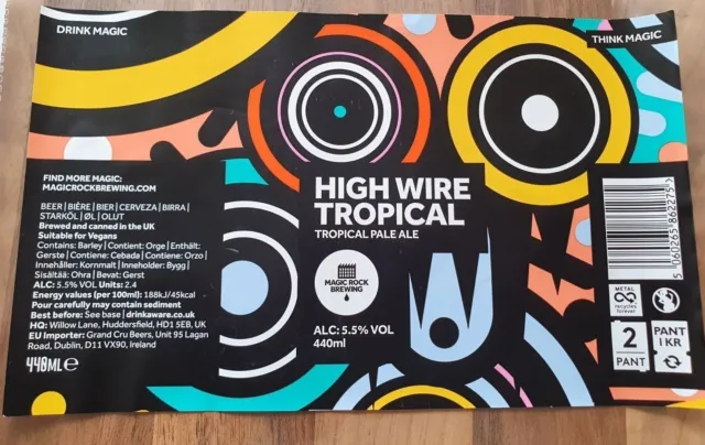 Craft Can Beer Wrap - HIGH WIRE TROPICAL - MAGIC ROCK BREWERY - UK