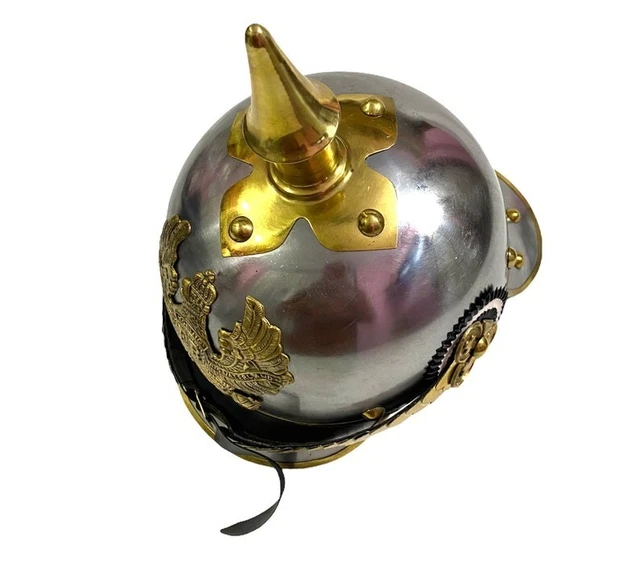 CASQUE EN CUIR Prussien Pickelhaube Allemand Fait Main Militaria