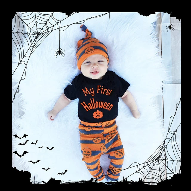 Nuova tuta con pagliuzza zucca Halloween bambina + pantaloni taglia 8 vestiti per bambina