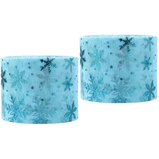 2 Sets Haar Bogen Tüll Band Breite Satin Band Schneeflocke Verdrahtete Band 6