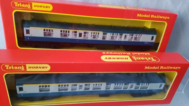 2X Triang Hornby R727 Br Blue/Dark Grey Comp Coaches New Still Sealed Mint Boxed