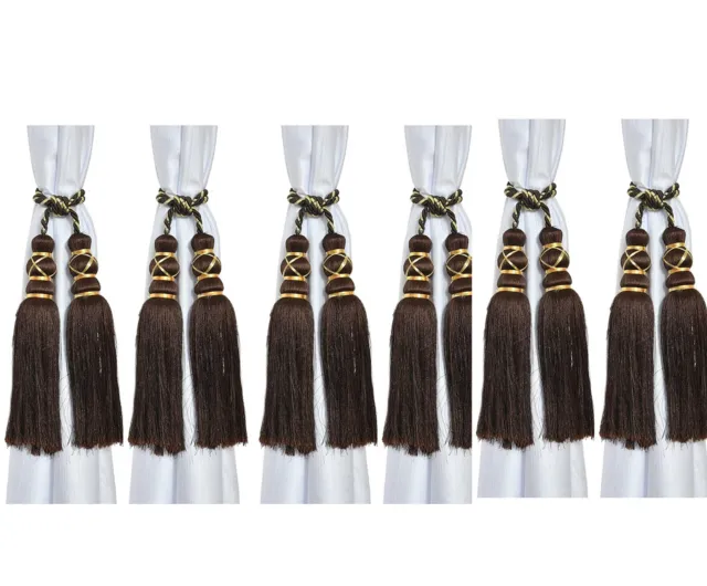 Beautiful Tassel Rope Curtain Holders TieBacks for Home decor Coffee Set of 6