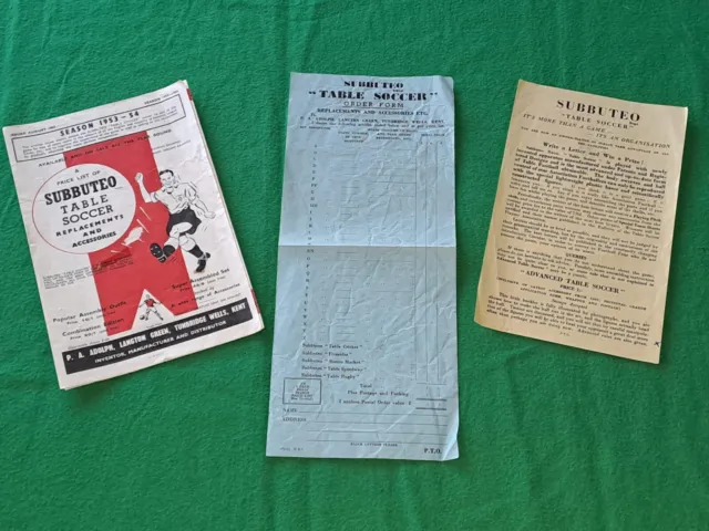 Rare Subbuteo Catalogue August 1953-1954 Price List, Order Form... Teams 1-28